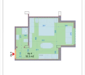 Apartament në shitje në Durrës, Shqipëri — 32 m², 57 000 € — planimetria