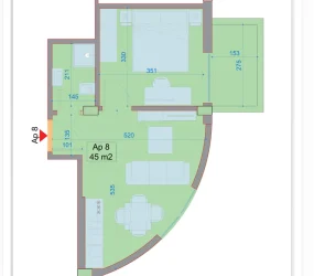Apartament në shitje në Durrës, Shqipëri — 45 m², 57 000 € — planimetria