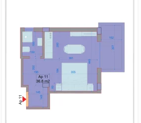 Apartament në shitje në Durrës, Shqipëri — 36 m², 57 000 € — planimetria