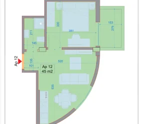 Apartament në shitje në Durrës, Shqipëri — 45 m², 57 000 € — planimetria