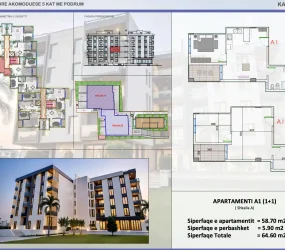 Apartament në shitje në Golem, Shqipëri — Skampa — 58 m², 96 900 € — planimetria