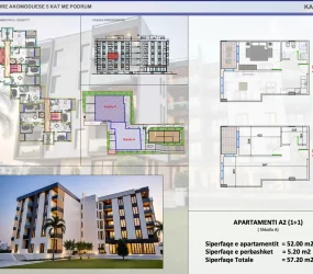 Apartament në shitje në Golem, Shqipëri — Skampa — 52 m², 85 800 € — planimetria