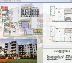 Apartament në shitje në Golem, Shqipëri — Skampa — 57 m², 94 950 € — planimetria