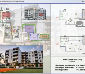 Apartament në shitje në Golem, Shqipëri — Skampa — 56 m², 93 300 € — planimetria