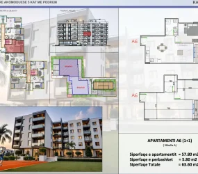 Apartament në shitje në Golem, Shqipëri — Skampa — 57 m², 95 400 € — planimetria