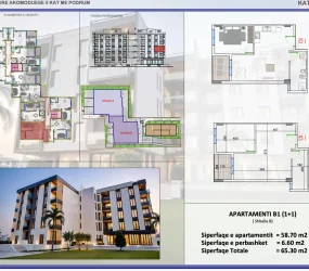 Apartament në shitje në Golem, Shqipëri — Skampa — 58 m², 97 950 € — planimetria