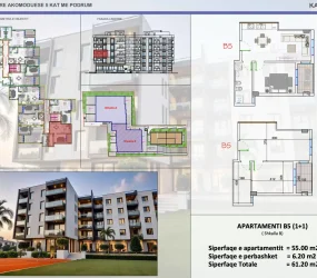 Apartament në shitje në Golem, Shqipëri — Skampa — 55 m², 91 800 € — planimetria