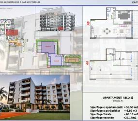 Apartament në shitje në Golem, Shqipëri — Skampa — 56 m², 94 650 € — planimetria