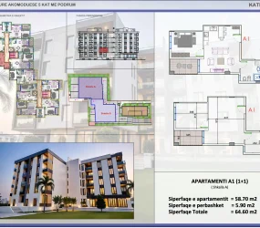 Apartament në shitje në Golem, Shqipëri — Skampa — 58 m², 88 050 € — planimetria