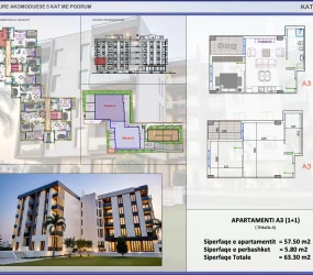 Apartament në shitje në Golem, Shqipëri — Skampa — 57 m², 86 250 € — planimetria