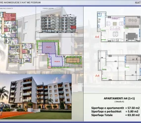 Apartament në shitje në Golem, Shqipëri — Skampa — 57 m², 86 250 € — planimetria