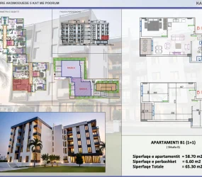 Apartament në shitje në Golem, Shqipëri — Skampa — 58 m², 88 050 € — planimetria