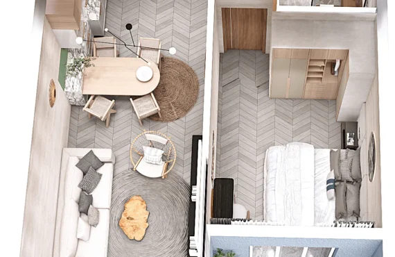 Apartament me pishinë — mes pyjeve dhe rërës