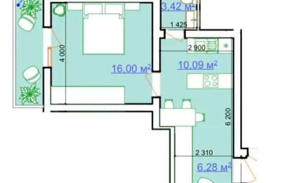 Apartament me një dhomë gjumi dhe tarracë me pamje nga deti