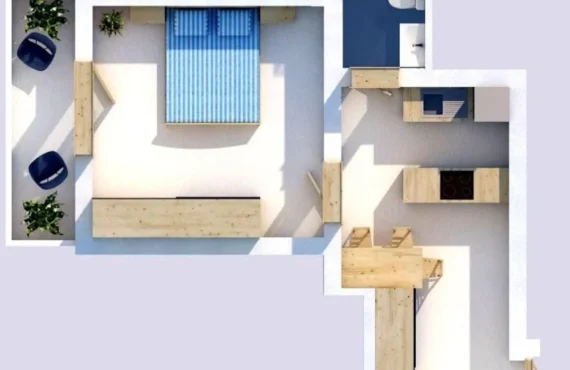 Apartament me një dhomë gjumi dhe tarracë me pamje nga deti