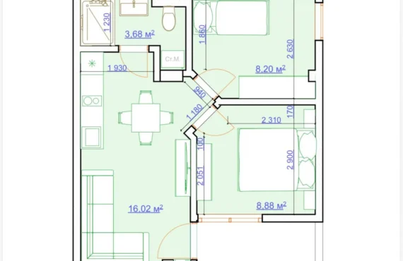 Apartament i ndritshëm me dy dhoma gjumi pranë detit