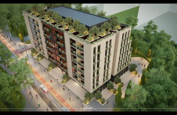 Apartament bregdetar me tarracë, minuta nga pishtat
