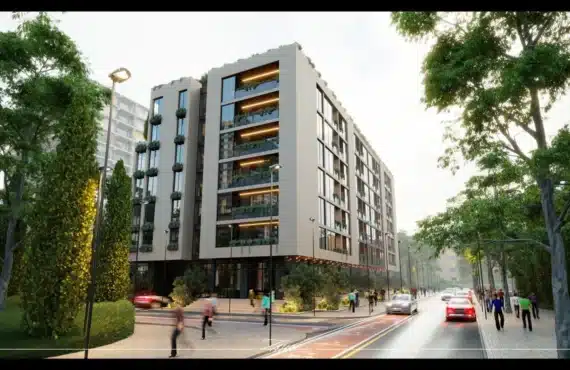 Apartament bregdetar ku terasa dhe salloni bashkohen në një