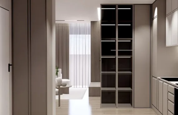 Apartament i mobiluar në bregdet me tarracë drejt perëndimit